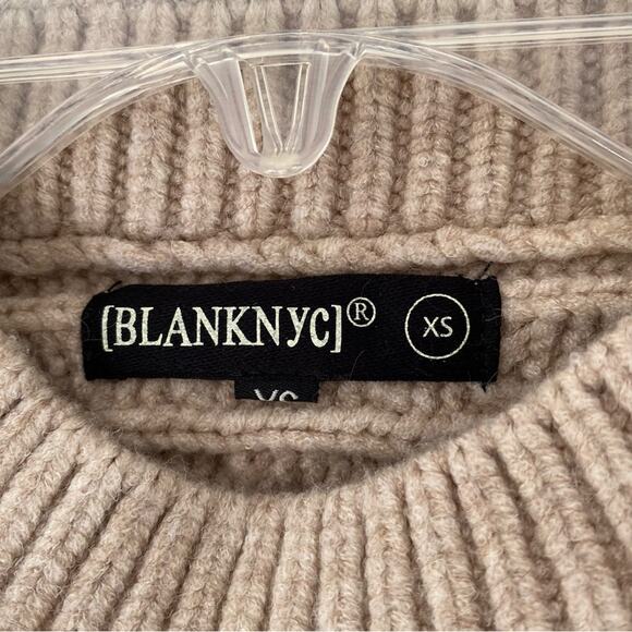 Blank NYC Horizontal Cable Crewneck Sweater Tan Aspen NWTs size XS - Picture 4 of 8